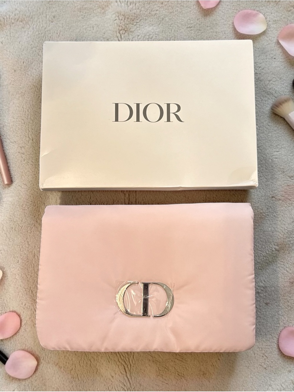 Dior Soft Baby Pink Trousse Pouch with CD Logo